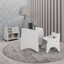 Ver imagem 1 de Conjunto Infantil 3 Pecas 1 Mesa 1 Cadeira com Regulagem 1 Biblioteca Porta Livros Branco