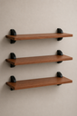 Ver imagem 1 de Kit 3 Prateleiras 40x20 cm Marron Freijo em MDF Kit Montagem Completo Quarto Sala Cozinha Lavanderia