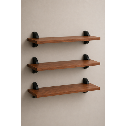 Kit 3 Prateleiras 40x20 cm Marron Freijo em MDF Kit Montagem Completo Quarto Sala Cozinha Lavanderia