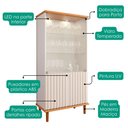 Ver imagem 4 de Cristaleira 4 Portas Vidro 176x85 Cm Mdf Cinamomo Off White Molci