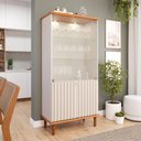 Ver imagem 2 de Cristaleira 4 Portas Vidro 176x85 Cm Mdf Cinamomo Off White Molci