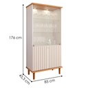 Ver imagem 3 de Cristaleira 4 Portas Vidro 176x85 Cm Mdf Cinamomo Off White Molci