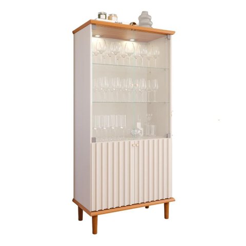 Cristaleira 4 Portas Vidro 176x85 Cm Mdf Cinamomo Off White Molci