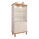 Ver imagem 1 de Cristaleira 4 Portas Vidro 176x85 Cm Mdf Cinamomo Off White Molci