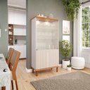 Ver imagem 6 de Cristaleira 4 Portas Vidro 176x85 Cm Mdf Cinamomo Off White Molci