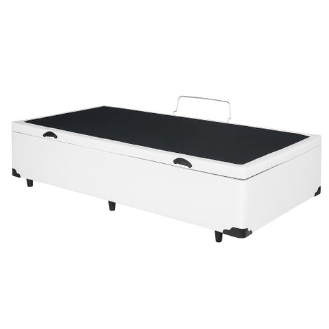 Cama Solteiro Branca Reforçada com Baú Embutido Organização Quarto