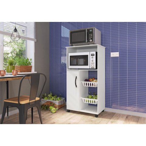 Fruteira com Nicho para Forno 1 Porta 2 Cestos Kely Móveis Branco