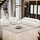 Ver imagem 2 de Sofá 4 Lugares Curvo Orgânico para Sala Living 280cm Barolo L06 Bouclê Branco - Lyam Decor