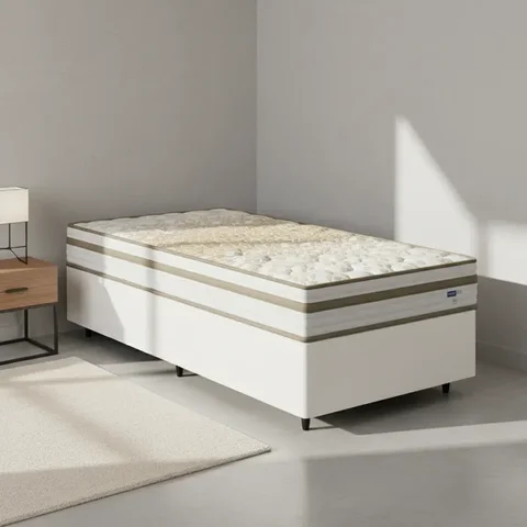 Cama Box com Colchão de Molas Ensacadas Double Face Pillow Euro Alfa Probel Solteiro 88cm