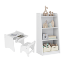 Ver imagem 2 de Conjunto Infantil 3 Pecas 1 Mesa 1 Cadeira com Regulagem 1 Estante Organizadora Branco