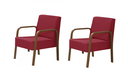 Ver imagem 1 de Kit 2 Poltronas Decorativas 1 Lugar Jade Braço Madeira D Salla Suede Vermelho