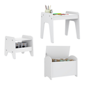 Ver imagem 2 de Conjunto Infantil 3 Pecas 1 Mesa 1 Banquinho 1 Bau Organizador Branco