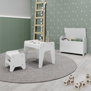 Ver imagem 1 de Conjunto Infantil 3 Pecas 1 Mesa 1 Banquinho 1 Bau Organizador Branco