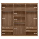 Ver imagem 3 de Guarda Roupa Ripado 6 Portas Buriti com Espelho e Cômoda Marabá com Espelho e Pés Jatobá Areia - San