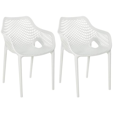 Kit 2 Cadeiras de Jantar Design Suits com Braços Empilhável em Polipropileno - Branco