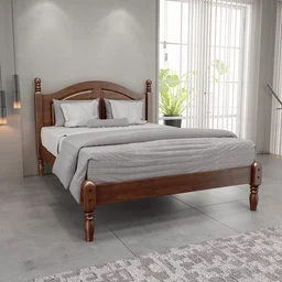 Cama de Casal em Madeira Maciça 140cm Ouro - 1
