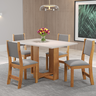 Mesa de Jantar Retangular Holy com 4 Cadeiras Sol Mel/blonde/cinza - Casa Giulia - 1