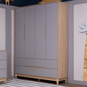 Ver imagem 1 de Guarda Roupa Infantil Quater Linha Tomi Carvalho com Cinza