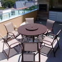 Ver imagem 2 de Conjunto Lótus com Mesa Giratória 1,40m + 6 Poltronas - Marrom Capuccino