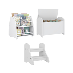 Conjunto Infantil 3 Pecas 1 Bau 1 Escada 1 Biblioteca Porta Livros  - 2