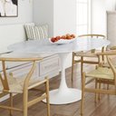 Ver imagem 3 de Mesa de Jantar Saarinen Oval 137x90 Cm Mármore Branco Extra Base Branca