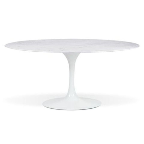 Mesa de Jantar Saarinen Oval 137x90 Cm Mármore Branco Extra Base Branca
