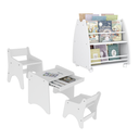 Ver imagem 6 de Conjunto Infantil 4 Pecas 1 Mesa 2 Cadeirinhas 1 Biblioteca Porta Livros Branco