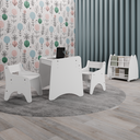 Ver imagem 1 de Conjunto Infantil 4 Pecas 1 Mesa 2 Cadeirinhas 1 Biblioteca Porta Livros Branco