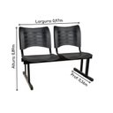 Ver imagem 3 de Cadeira Longarina Plástica 02 Lugares - Cor Preto - Mrplast - 34213