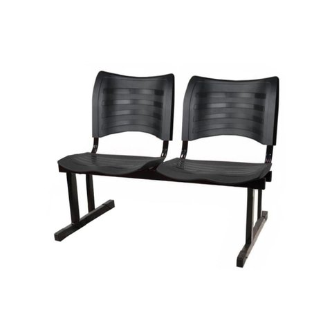 Cadeira Longarina Plástica 02 Lugares - Cor Preto - Mrplast - 34213