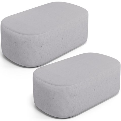 Kit 02 Puffs Decorativos Orgânicos para Living Quarto 100cm Doha W01 Linho Cinza - Lyam Decor