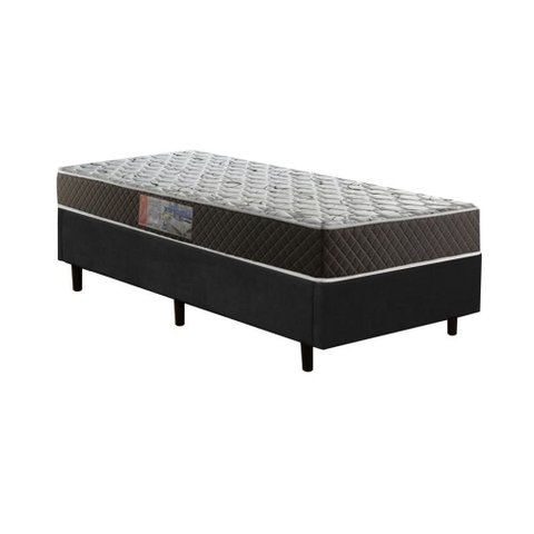 Cama Box Solteiro Colchão Mola Ensacada Belos Sonhos + Box Suede 60x88x188:preto
