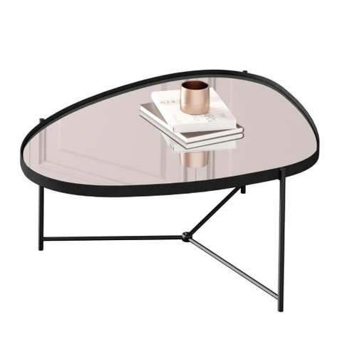 Mesa de Centro Orgânica Alamanda Espelhada Preto Preto