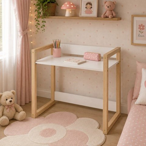 Mesa Infantil com Regulagem Altura Zoe Branca MDF | Madeira