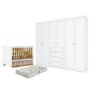 Ver imagem 1 de Berço Americano Katatau Branco Acetinado Savana – Reller E guarda Roupa Casal Americano 6 Portas Bra