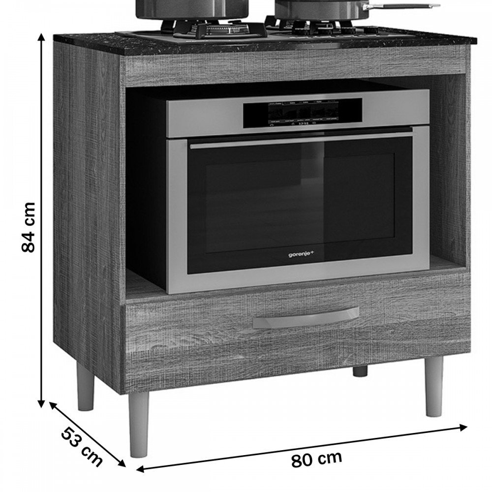 Armário de Cozinha para Cooktop 1 Gaveta Avelã - Nicioli - 3