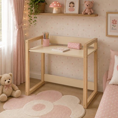Mesa Infantil Montessoriana Zoe com Regulagem Altura MDF| Madeira Areia