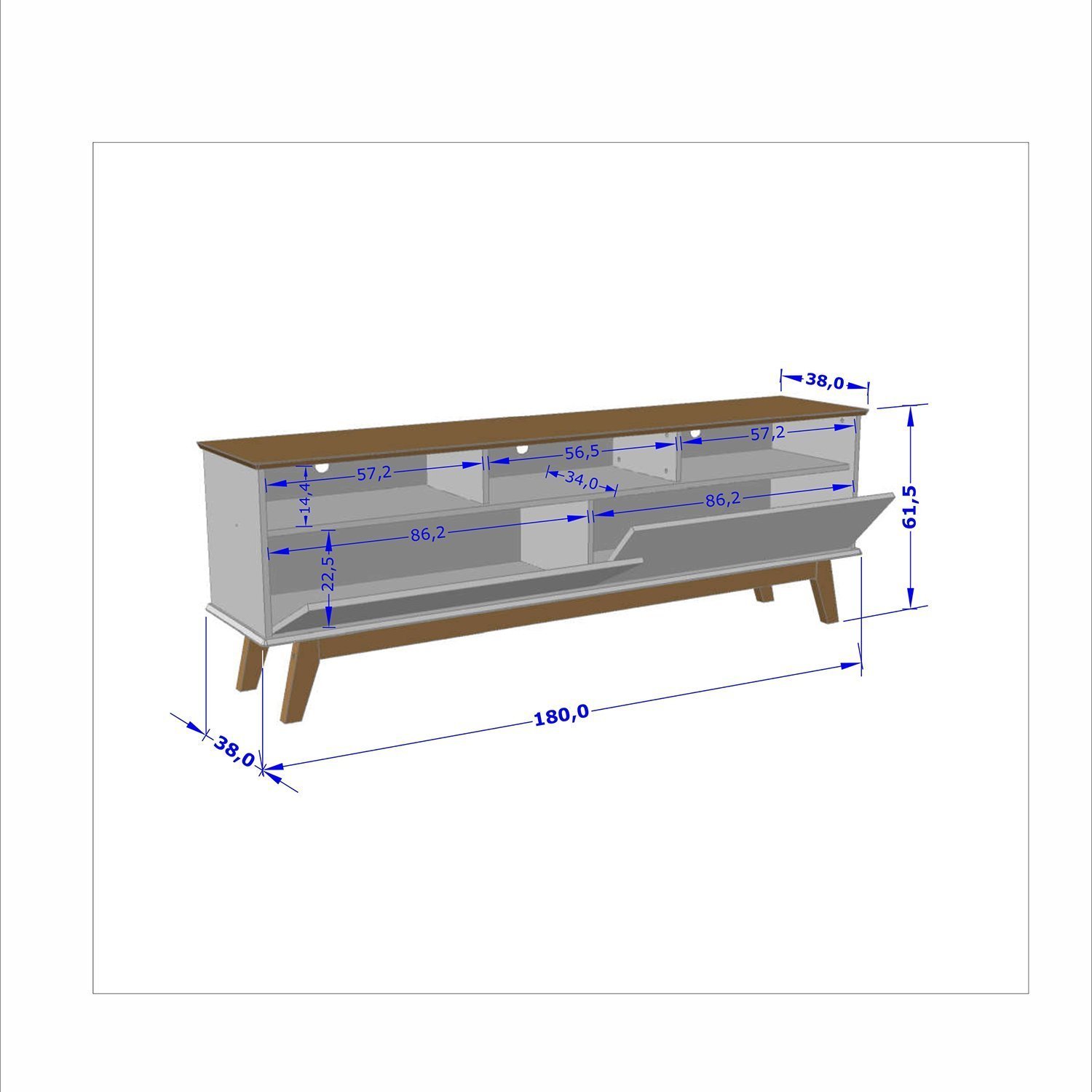 Rack Estilo Retrô para TV até 65 Polegadas 2 Portas 3 Nichos Elegant  - 3