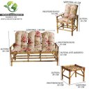 Ver imagem 4 de Conjunto Poltronas de Bambu 5 Lugares Cadeiras e Mesa de Centro com Almofadas para Área T21