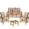 Conjunto Poltronas de Bambu 5 Lugares Cadeiras e Mesa de Centro com Almofadas para Área T21 - 1