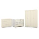 Ver imagem 1 de Dormitório Tutto New 4 Portas, Cômoda 1 Porta e Berço Off White com Capitonê - Matic Móveis