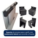 Ver imagem 7 de Porta Ipê Champanhe Friso 9 80x210cm c/ Kit de Correr Sobrepor Preto
