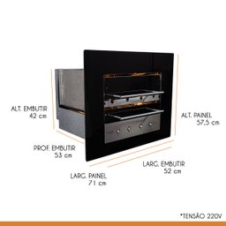 Churrasqueira Elétrica Embutir Apartamento Rotativa 42x52cm Glass Smart 04 220v - Hope - 5