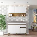 Ver imagem 1 de Kit Cozinha Line 02 Peças Balcão sem Tampo 120 Cm Cinza Gris - Branco Supremo