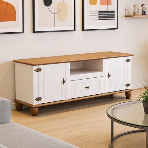 Rack para Sala de Estar Alegra S05 65" 150cm MDF-MDP com Gaveta Off White Lyam Decor