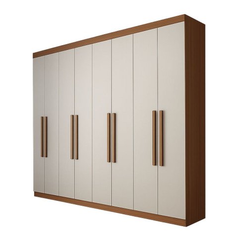 Guarda-Roupa Casal Bréscia 8 Portas 4 Gavetas Jatoba/Areia - Panorama Móveis