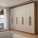 Ver imagem 3 de Guarda-Roupa Casal Bréscia 8 Portas 4 Gavetas Jatoba/Areia - Panorama Móveis