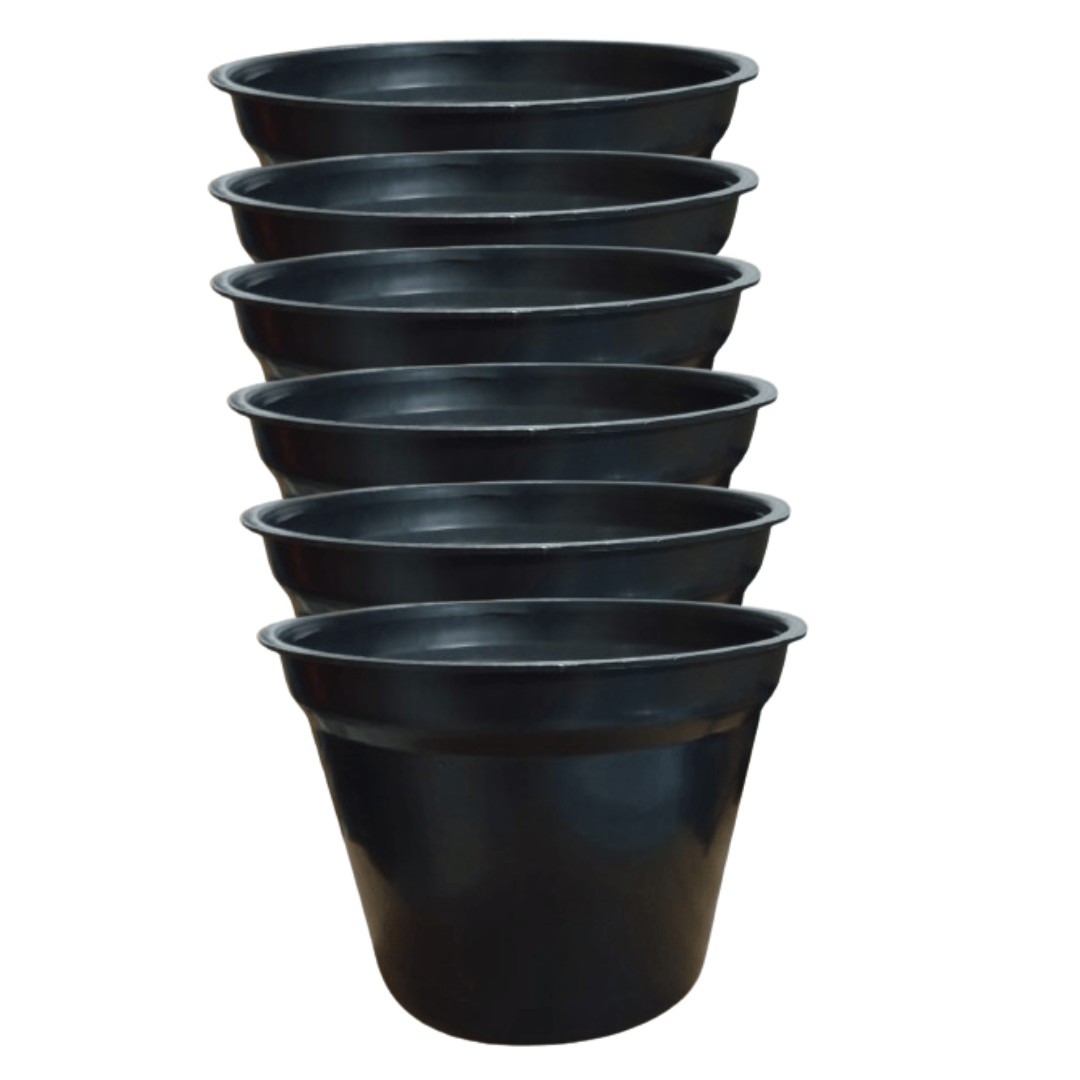 Kit 6 Unidades de Vasos Plásticos Grandes para Jardinagem - N° 03 - Preto Gibafer - 2