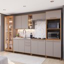 Ver imagem 1 de Cozinha Completa Modulada Berlim 13 Portas 3 Gavetas MDF-MDP Camurça-Freijó Fidelita Móveis