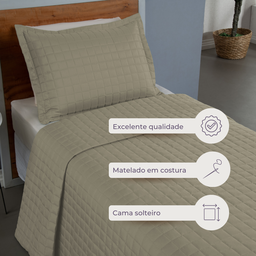 Kit Colcha Cobre Leito Matelado Solteiro 2 Peças Copacabana 300 Fios Cáqui - 8